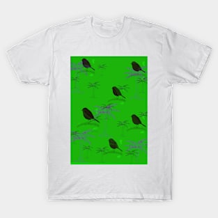 black robin and ponga tree nz T-Shirt